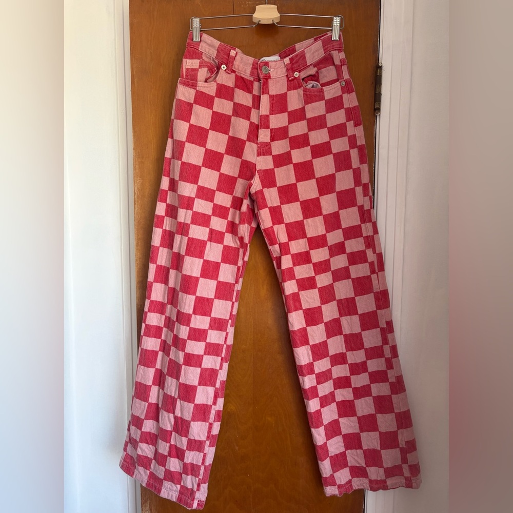 Red and White Checkered Jeans